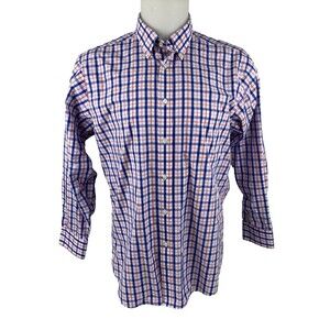 IZOD Men 16 32/33 Long Sleeve Shirt Twill Red Blue Pink White Casual Comfort